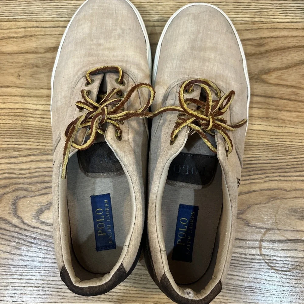 Polo Ralph Lauren Shoes Mens 10D Tan Vaughn Canvas Boat Deck‎ Shoes